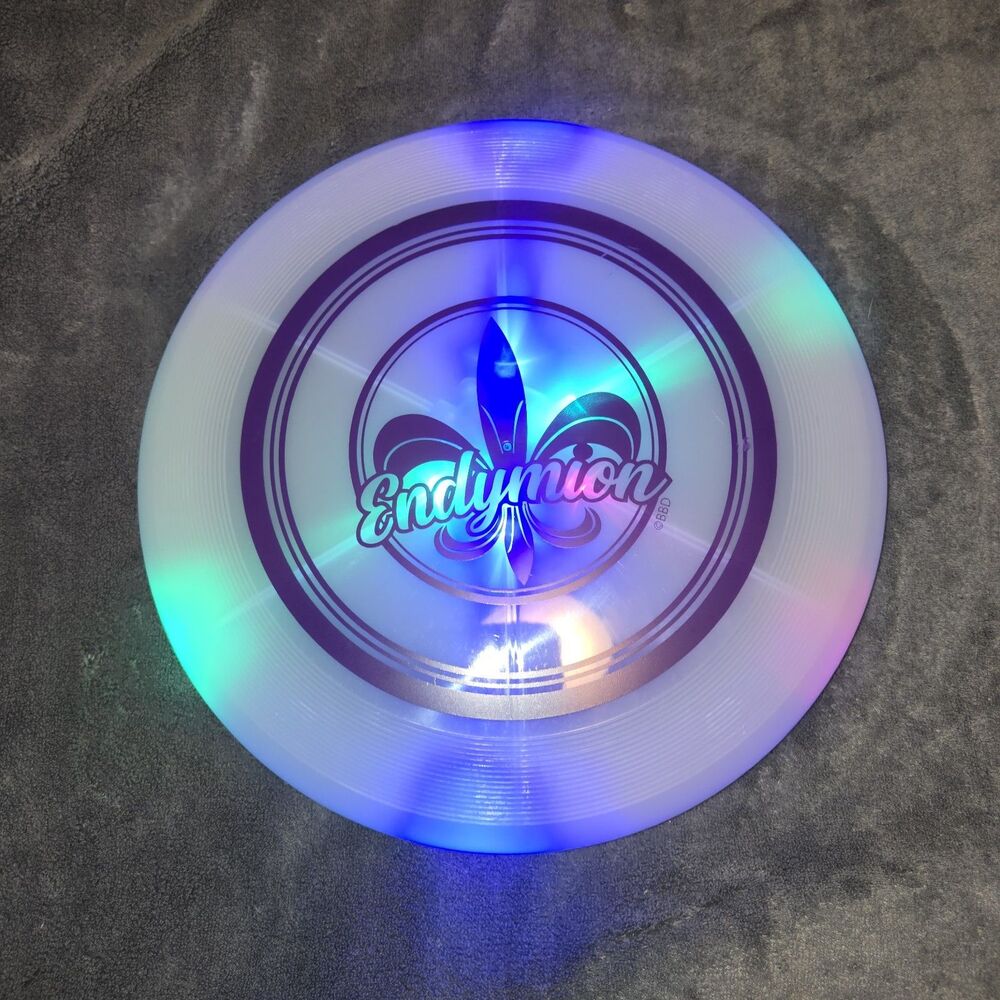 Mardi Gras 2026 Krewe of Endymion Light Up White Frisbee with Blinky Lights